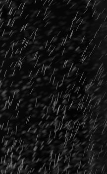 Rain on black. Abstract splashes of water on a black background for screen blending mode and photo retouching.