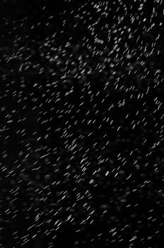 Rain on black. Abstract splashes of water on a black background for screen blending mode and photo retouching.
