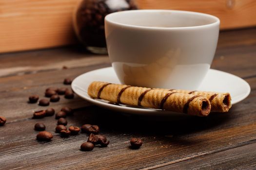 a cup of coffee cookies snack Breakfast Gourmet. High quality photo