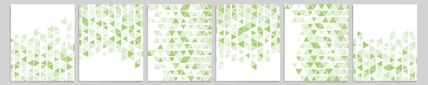 Set of vector cover notebook design. Abstract green minimal triangles halftone template design for notebook paper, copybook brochures, book, magazine. Planner and diary cover for print.