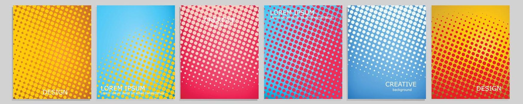 Set of vector cover notebook design. Abstract pop art dotted gradient template design for notebook paper, copybook brochures, book, magazine. Planner and diary cover for print.