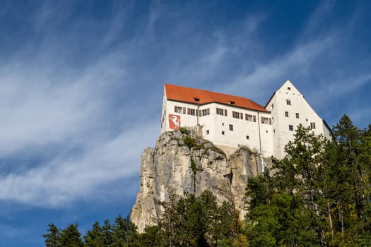 Castle Prunn on a steep limestone rock in the river Altmuehl valley near Riedenburg, Bavaria, Germany