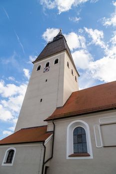 Parish church of St. Lorenz in Berching, Bavaria in autumn at a sunny day