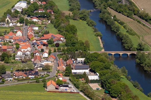 High angle view from the Lemberg of Oberhausen at river Nahe, Rhineland-Palatinate, Germany