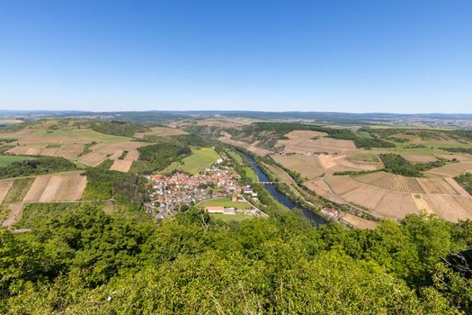 High angle view from the Lemberg of Oberhausen at river Nahe, Rhineland-Palatinate, Germany