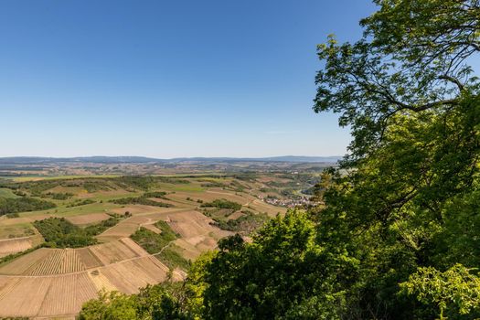 High angle view from the Lemberg of Oberhausen at river Nahe, Rhineland-Palatinate, Germany