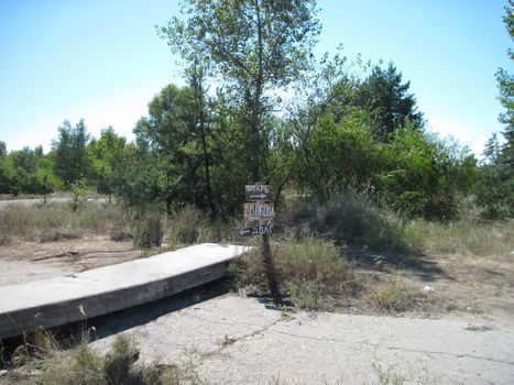 Abandoned residential buildings in the village of Orbita near the Chigirin nuclear power plant. Abandoned and destroyed. Chyhyryn Nuclear Power Plant