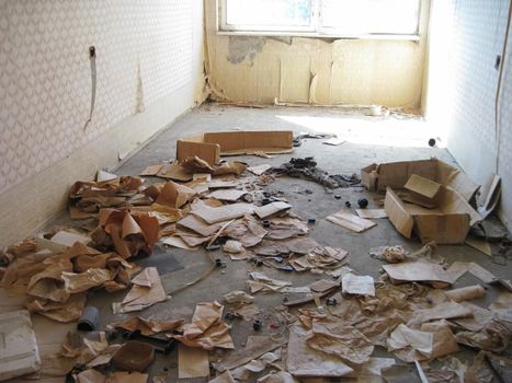 Abandoned residential buildings in the village of Orbita near the Chigirin nuclear power plant. Abandoned and destroyed. Chyhyryn Nuclear Power Plant