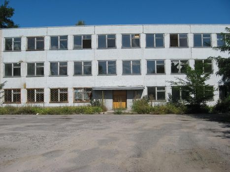 Abandoned residential buildings in the village of Orbita near the Chigirin nuclear power plant. Abandoned and destroyed. Chyhyryn Nuclear Power Plant