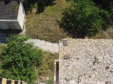 Abandoned residential buildings in the village of Orbita near the Chigirin nuclear power plant. Abandoned and destroyed. Chyhyryn Nuclear Power Plant