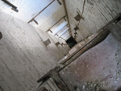 Abandoned residential buildings in the village of Orbita near the Chigirin nuclear power plant. Abandoned and destroyed. Chyhyryn Nuclear Power Plant