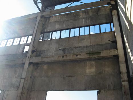 The building of the abandoned Ukrainian nuclear power plant Chigirinskaya. The ruins of buildings and structures. Chyhyryn Nuclear Power Plant