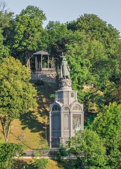 Kyiv, Ukraine 07.11.2020. Monument to Prince Vladimir the Great on Vladimirskaya Gorka in Kyiv, Ukraine, on a sunny summer morning