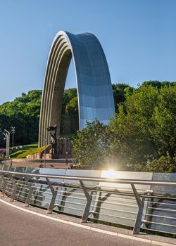 Kyiv, Ukraine 07.11.2020. Arch of Friendship of Nations in Kyiv, Ukraine, on a sunny summer morning