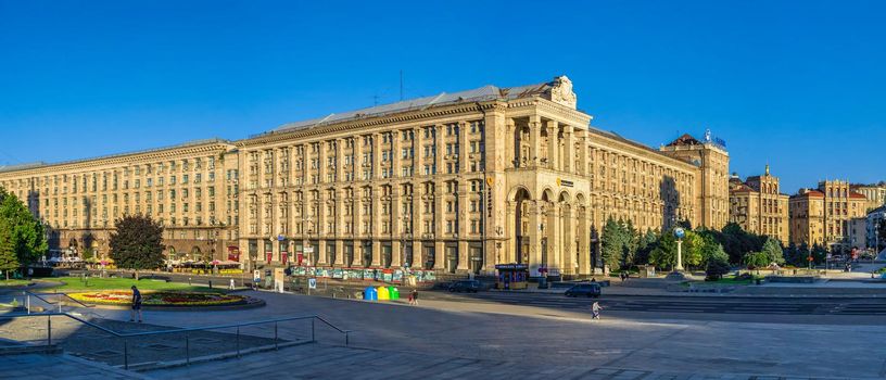 Kyiv, Ukraine 07.11.2020. Main post office on Khreshchatyk street near the Maidan Nazalezhnosti in Kyiv, Ukraine, on a sunny summer morning