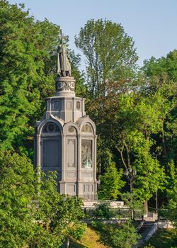 Kyiv, Ukraine 07.11.2020. Monument to Prince Vladimir the Great on Vladimirskaya Gorka in Kyiv, Ukraine, on a sunny summer morning