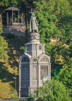 Kyiv, Ukraine 07.11.2020. Monument to Prince Vladimir the Great on Vladimirskaya Gorka in Kyiv, Ukraine, on a sunny summer morning