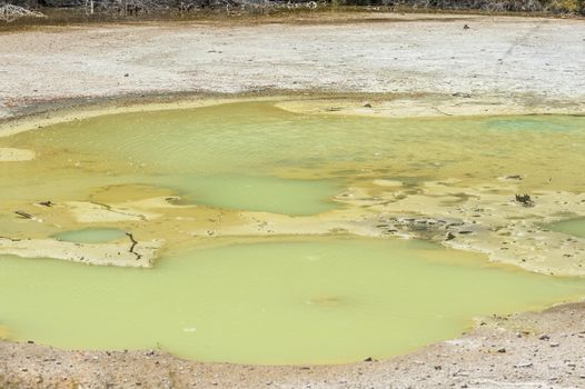 Beautiful turquoise lake called Papa Wera at Wai-O-Tapu geothermal area, New Zealand