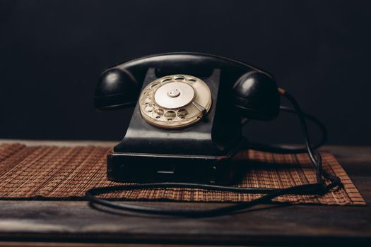 retro telephone office communication technology close-up studio. High quality photo