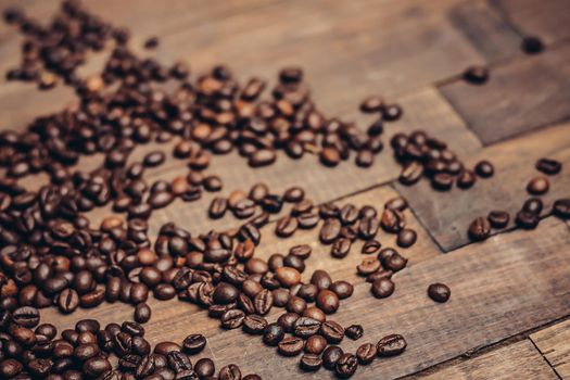 grains on a wooden background aromatic drink cooking. High quality photo