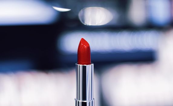 Red lipstick, makeup product and luxury cosmetic brand