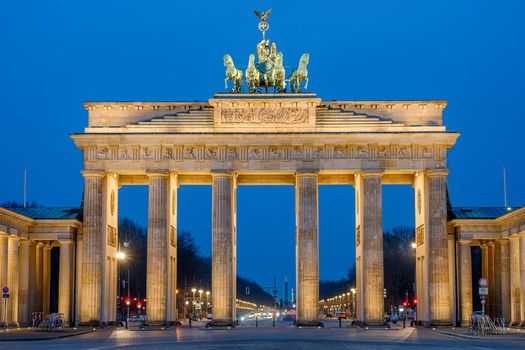 The Brandenburg Gate in Berlin at dawn