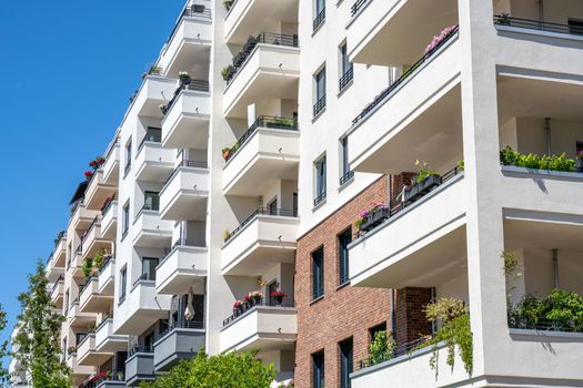 Modern apartment block seen in Berlin, Germany