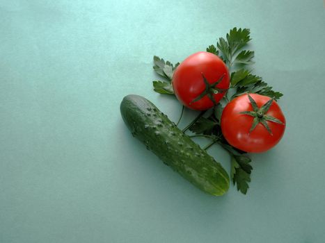 Ripe vegetables. Red tomato close-up. Two tomatoes.