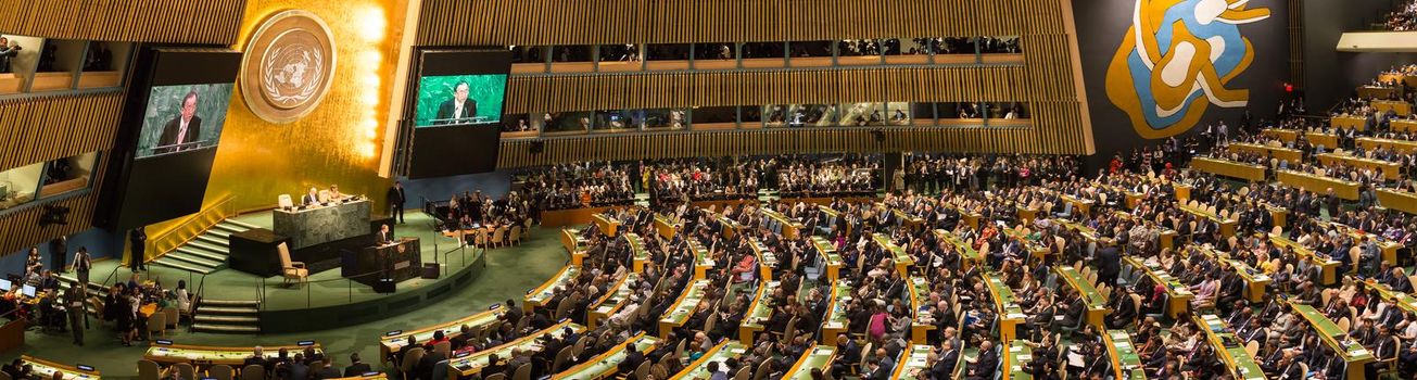 NEW YORK, USA - Sep 20, 2016: UN Secretary General Ban Ki-moon at the opening of the 71st session of the United Nations General Assembly in New York