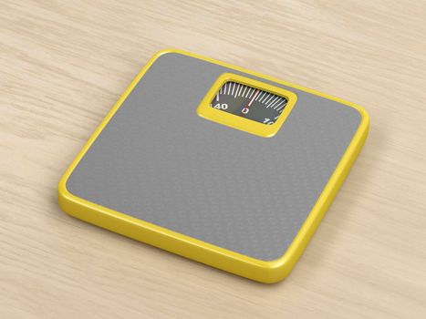 Analog weight scale on the wood floor