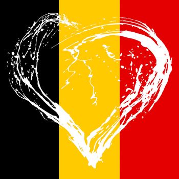 The symbolic image of a broken heart in the colors of the Belgium flag