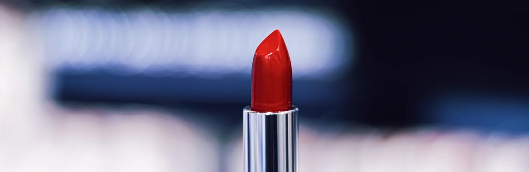 Red lipstick, makeup product and luxury cosmetic brand