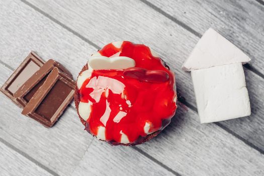 red round cake marmalade sweets dessert food diet top view. High quality photo