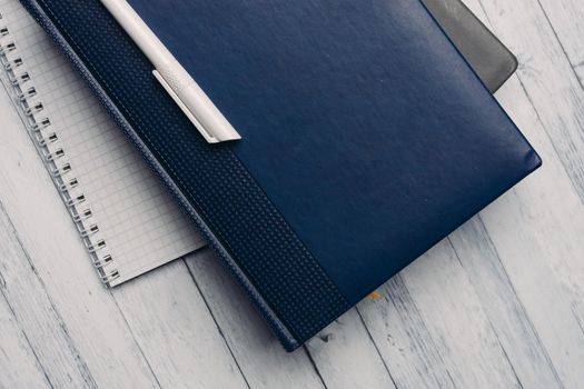 notebooks documents office desktop business records close-up. High quality photo