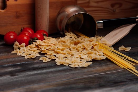 italian pasta cherry tomatoes cooking lunch diet food. High quality photo