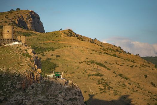 Balaklava, Crimea. View on Cembalo, one of Genoese fortresses in Crimea. Around the middle of the 14th century, the first fortifications appeared on Mount Kastron.