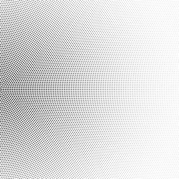 Halftone half circle made of black triangles on white background, abstract gradient illustration