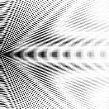 Halftone half circle made of black squares on white background, abstract gradient illustration, mosaic pattern