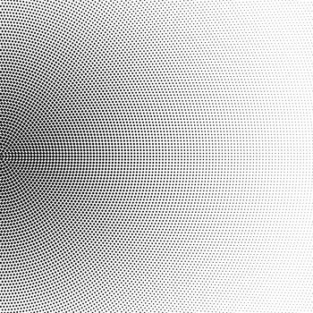 Halftone half circle made of black squares on white background, abstract gradient illustration, mosaic pattern