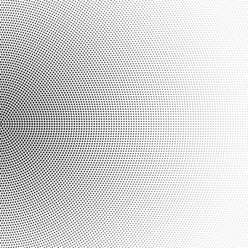 Halftone half circle made of black stars on white background, abstract gradient illustration