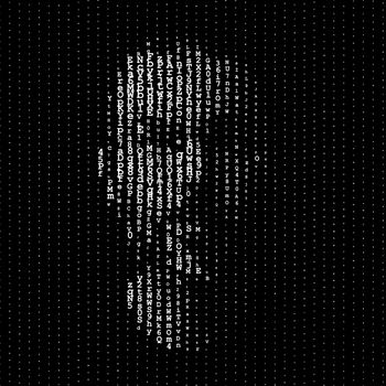 Man portrait, matrix illustration, artificial intelligence or cyber security concept
