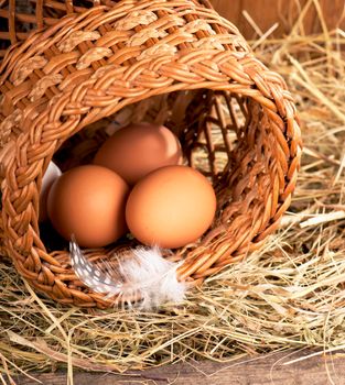 eggs on old wooden background