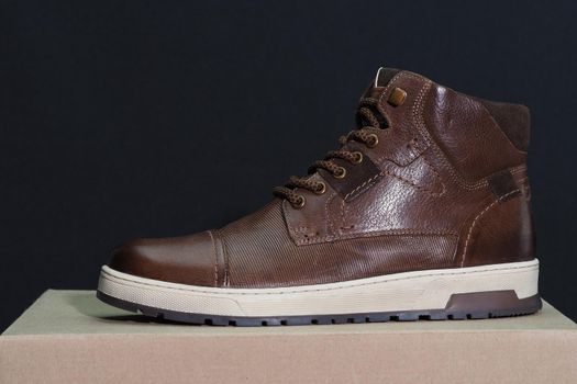 Men's shoes are brown leather. High quality photo