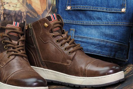 Men's shoes, clothes and close-up accessories. High quality photo