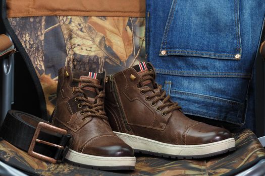 Men's shoes, clothes and close-up accessories. High quality photo