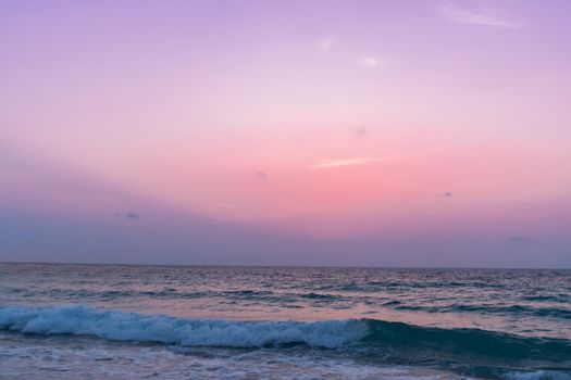 Colorful vibrant ocean sea wave beach summer background landscape on vacation day. 