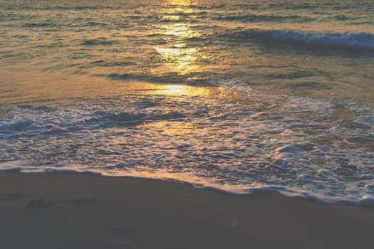 Colorful vibrant ocean sea wave beach summer background landscape on vacation day. 