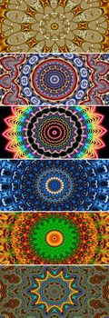 Collection of colorful fractal mandalas decoration banners