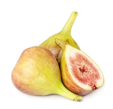 Fresh, light, healthy figs on white background.