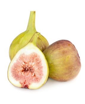 Fresh, light, healthy figs on white background.